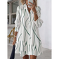 👗 Rochie midi elegantă pentru femei, cu mâneci lungi, imprimeu, tip cămașă, cu nasturi, casual