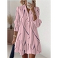 👗 Rochie midi elegantă pentru femei, cu mâneci lungi, imprimeu, tip cămașă, cu nasturi, casual