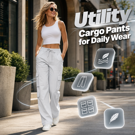 👖 Pantaloni cargo pentru femei, casual, cu mai multe buzunare și talie elastică