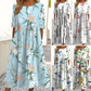 ✨ 👗 Rochie lungă elegantă pentru femei, cu imprimeu floral și guler rotund 🌸