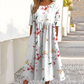 ✨ 👗 Rochie lungă elegantă pentru femei, cu imprimeu floral și guler rotund 🌸