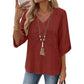 Women's V-Neck Casual Embroidered Top