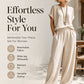 Women's Short Sleeve Top & Wide-Leg Pants Set
