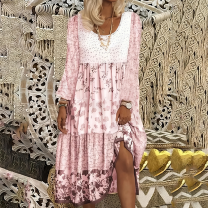 👗 Rochia Casual pentru Femei cu Mâneci Lungi și Croială Tip Patchwork