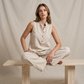 👖 Costum pentru femei: Top minimalist fără mâneci și pantaloni cu picior larg