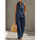 👖 Costum pentru femei: Top minimalist fără mâneci și pantaloni cu picior larg