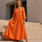 👗 Rochia maxi cu pliuri și decolteu în V pentru femei