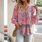 👕 Bluză pentru femei, tip fashion, cu imprimeu, decolteu în V, mâneci lungi