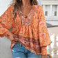 👕 Bluză pentru femei, tip fashion, cu imprimeu, decolteu în V, mâneci lungi