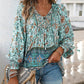 👕 Bluză pentru femei, tip fashion, cu imprimeu, decolteu în V, mâneci lungi