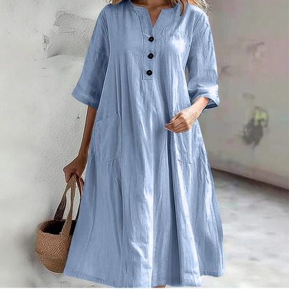 👗 Rochia midi tip A, oversized pentru femei, cu buzunare