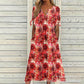 👗 Rochia de dama casual cu imprimeu floral si decolteu in V