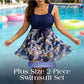 🏊 Costum de baie din 2 piese, cu control al abdomenului, marimi plus