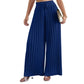 👕 Pantaloni cu talie elastică și șnur, cu picior larg și pliuri