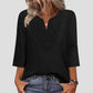 Women's V-Neck Lace Trim 3/4 Sleeve Tunic Top