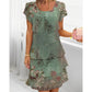 👗 Rochie tip tort cu imprimeu floral, decolteu rotund, pentru femei, vara