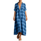 Women's Plaid Button-Down Maxi Shirt Dress