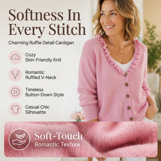✨ Cardigan tricotat pentru femei cu guler volan