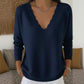 Women's Scalloped V-Neck Knit Sweater