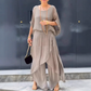 👖 Set din 2 Piese Chiffon cu Top Lejer și Pantaloni Evazați cu Croială Laterală