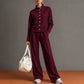 👖 Cardigan cu nasturi pentru femei și set cu pantaloni evazați