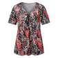 👕 Bluză pentru femei cu decolteu în V, imprimeu leopard, mâneci scurte, tunică cu pliuri