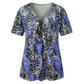 👕 Bluză pentru femei cu decolteu în V, imprimeu leopard, mâneci scurte, tunică cu pliuri