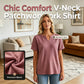 Women's Casual V-neck Patchwork Short-Sleeved Shirt