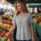 Women's Casual V-neck Patchwork Short-Sleeved Shirt