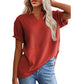 Women's Casual V-neck Patchwork Short-Sleeved Shirt