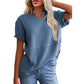Women's Casual V-neck Patchwork Short-Sleeved Shirt