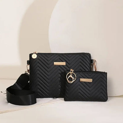 👜 Set geantă crossbody cu textură valuri pentru femei, curea lată, geantă de umăr pentru navetă