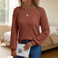 Women's Casual Ribbed Knit Long Sleeve Top