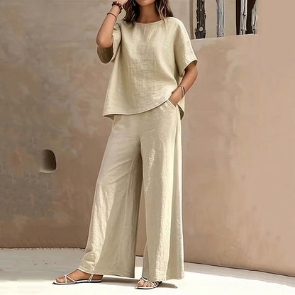 Women's Loose-Fit Top & Wide-Leg Pants Set