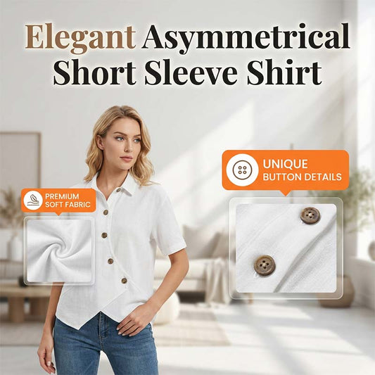 Women's Asymmetrical Button-Up Short Sleeve Shirt