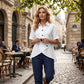 Women's Asymmetrical Button-Up Short Sleeve Shirt