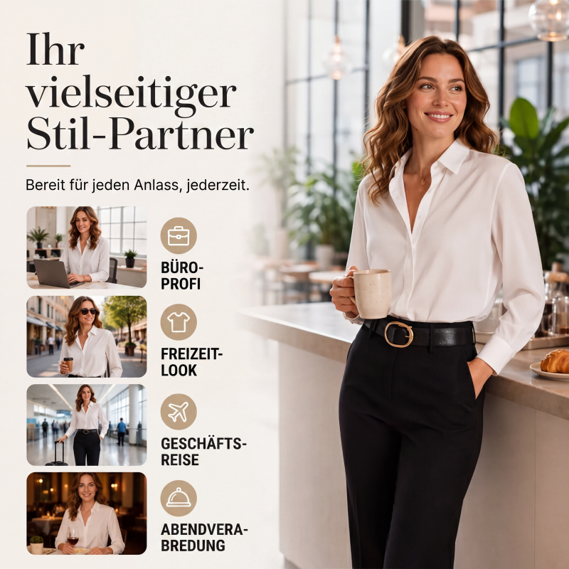 👕 Vielseitiges, seidenweiches Satin-Langarmhemd für Damen