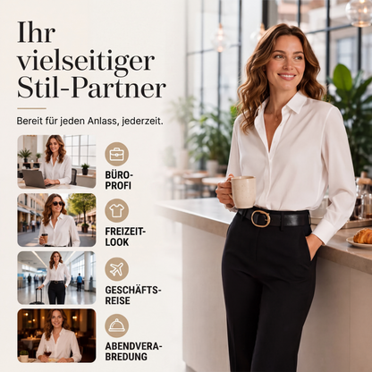 👕 Vielseitiges, seidenweiches Satin-Langarmhemd für Damen