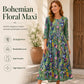 👗🌺Rochie midi cu imprimeu floral, mâneci 3/4, cu buzunare, pentru femei