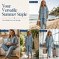 ✨ Costum casual din 2 piese pentru femei, cu decolteu în V, dungi și croială lejeră