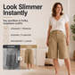 Women's High-Waist Button-Detail Bermuda Pants