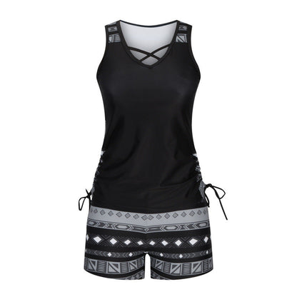 🏖️ Costum de baie tankini din două piese, cu imprimeu, pentru femei