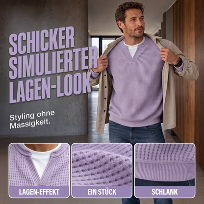 ✨ 50 % RABATT – Damen Waffel-T-Shirt im Layer-Look | Bequemer Alltagsstil mit eleganter Struktur 👚 3