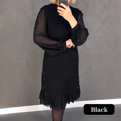 👗 Rochii pentru femei cu guler rotund, culoare uni, cu pietre prețioase