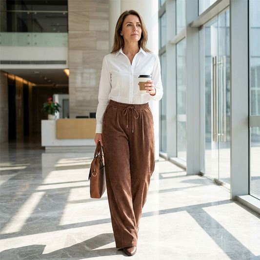 ✨ Pantaloni Casual din Catifea Cordeluță, Croială Lejeră, pentru Femei