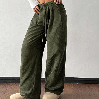 ✨ Pantaloni Casual din Catifea Cordeluță, Croială Lejeră, pentru Femei
