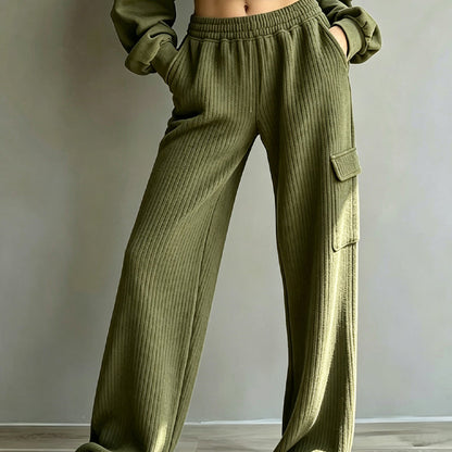 👕 Pantaloni pentru femei cu talie înaltă și șnur