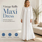 Women's Ruffle Hem Long Sleeve Maxi Dress