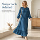 Women's Ruffle Hem Long Sleeve Maxi Dress