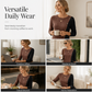 🧶 🤎✨ Bluză tricotată cu nervuri, cu blocuri de culoare pentru femei – Design patchwork, nasturi metalici și eleganță modernă de zi cu zi